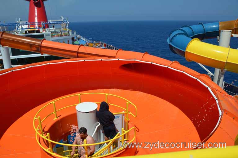 070: Carnival Magic, Mediterranean Cruise, Sea Day 2, Waterworks, Drainpipe Slide