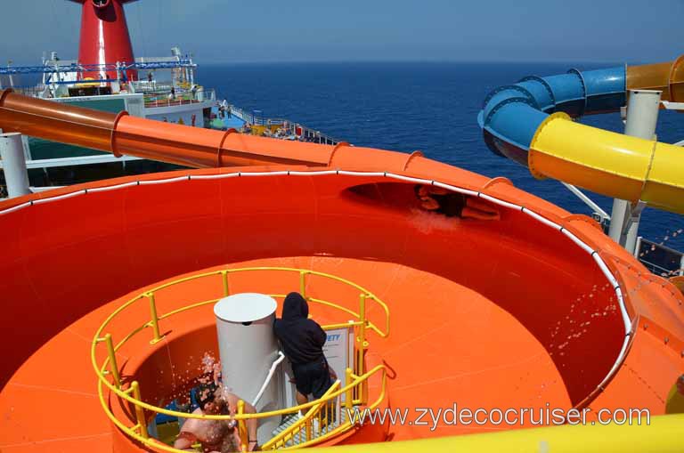 075: Carnival Magic, Mediterranean Cruise, Sea Day 2, Waterworks, Drainpipe Slide