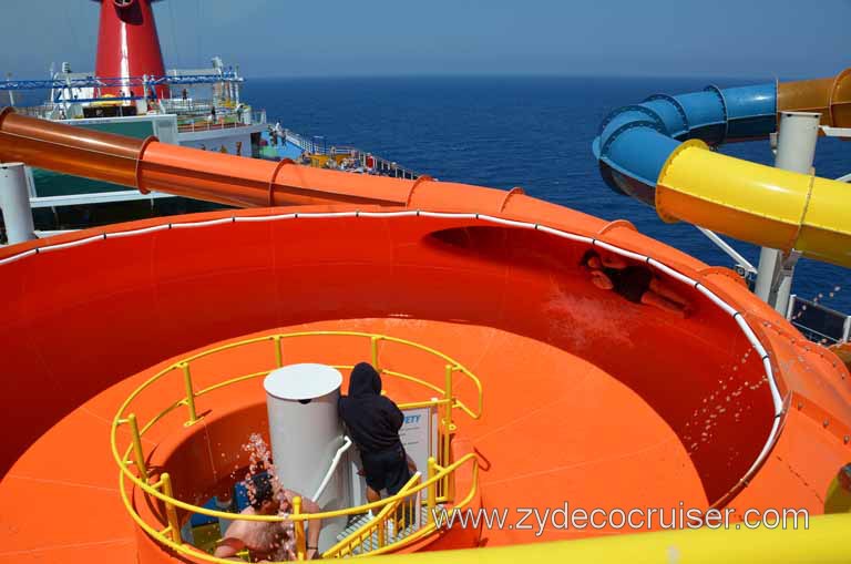 076: Carnival Magic, Mediterranean Cruise, Sea Day 2, Waterworks, Drainpipe Slide