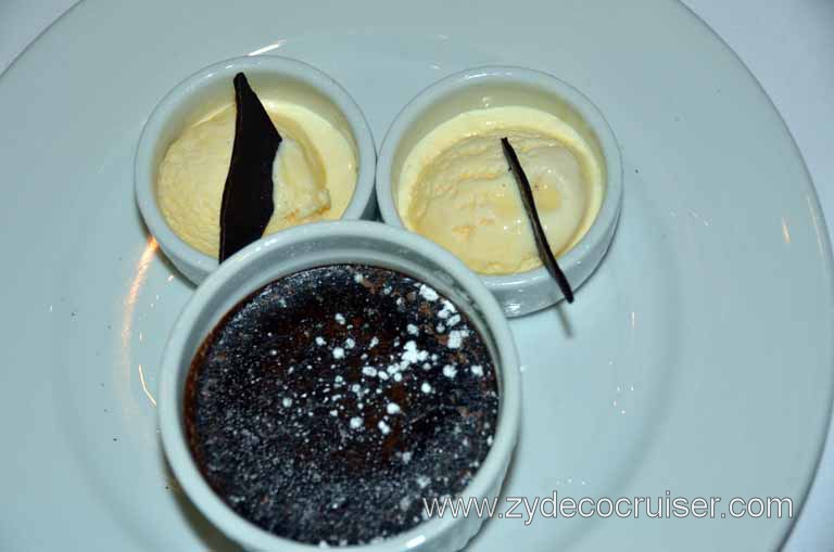 099: Carnival Magic, Main Dining Room Menus and Food Pictures, Dinner, Warm Chocolate Melting Cake