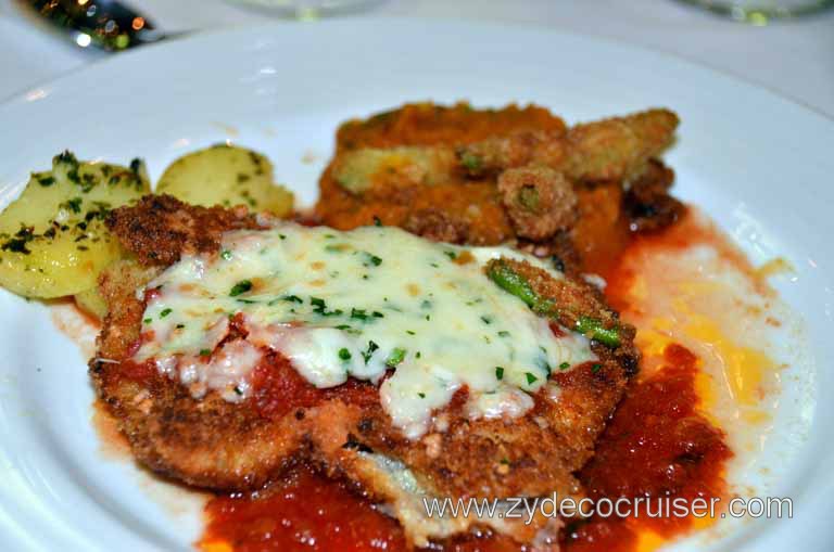 112: Carnival Magic, Main Dining Room Menus and Food Pictures, Dinner, Veal Parmigiana