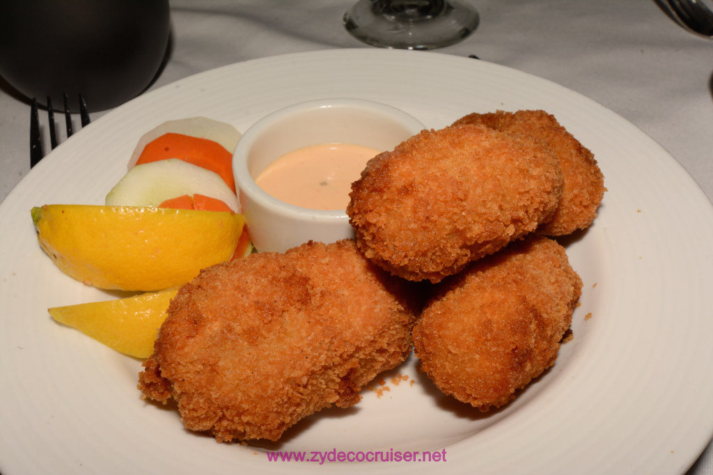 044: Carnival Magic Cruise, Sea Day 1, MDR Dinner, Elegant Night, Double order of Fried Oysters