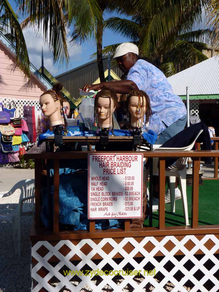 344: Carnival Sensation, Freeport, Bahamas, hair braiding at the port
