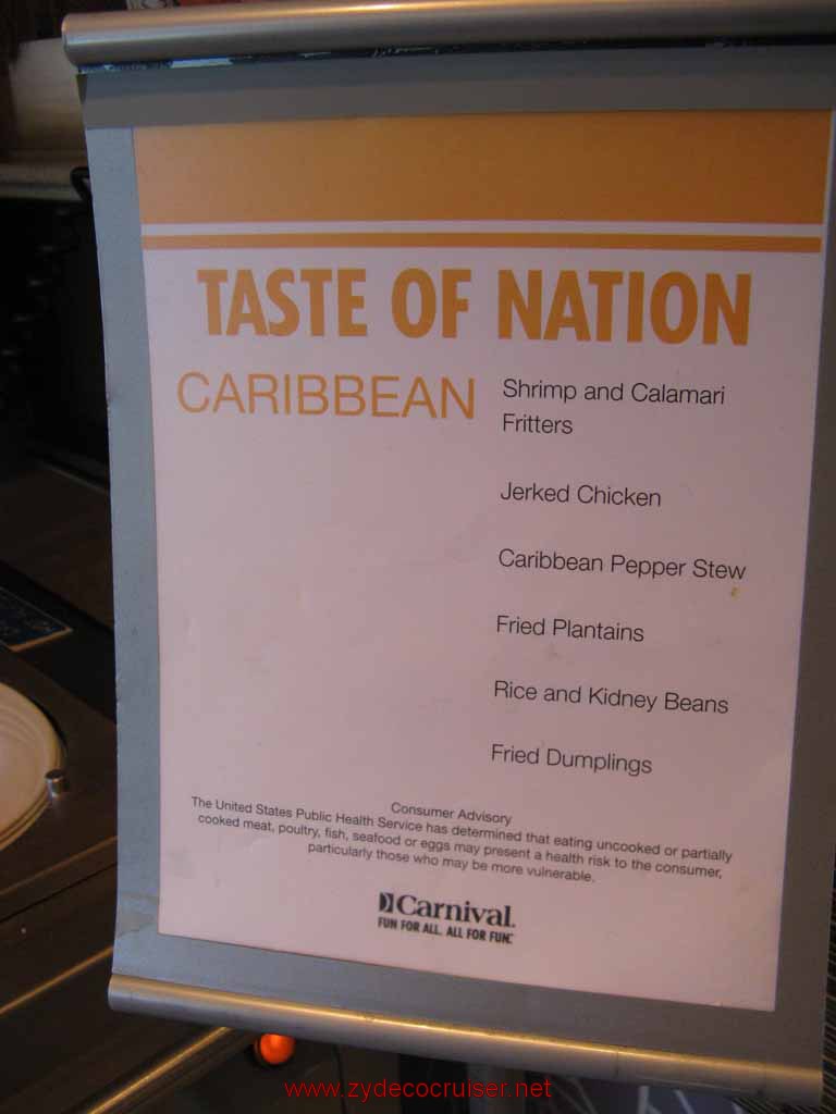 Carnival Spirit  - Taste of the Nation Caribbean menu