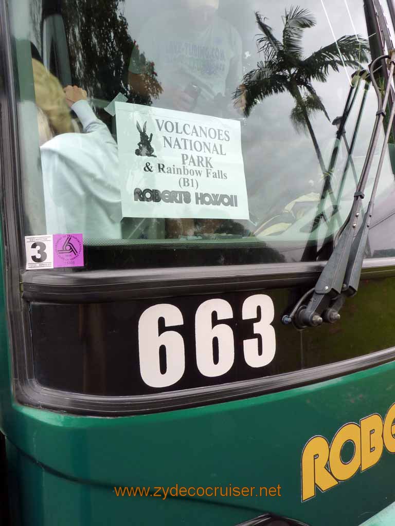 030: Carnival Spirit, Hilo, Hawaii, on the Volcanoes National Park and Rainbow Falls tour, remember your bus number - 663