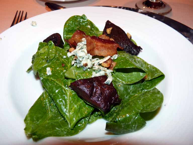 306: Carnival Spirit, Hilo, Hawaii - Wilted Spinach and Portobello Mushroom with Fresh Bacon Bits salad