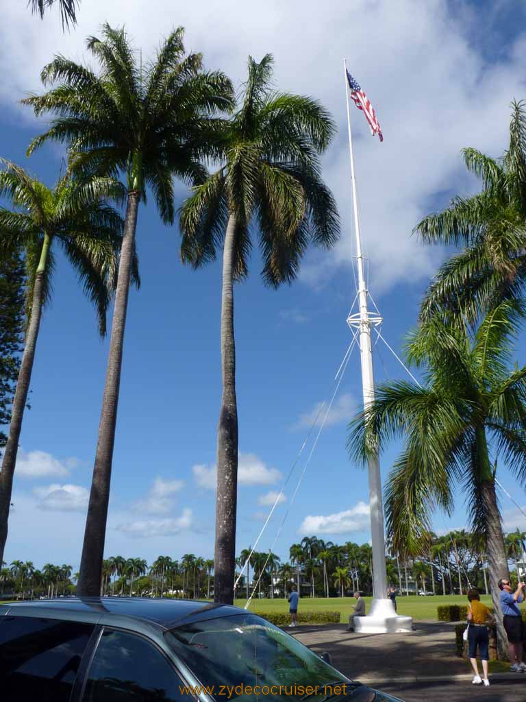 076: Carnival Spirit, Honolulu, Hawaii, Pearl Harbor VIP and Military Bases Tour, Fort Shafter, Flagpole in Palm Circle