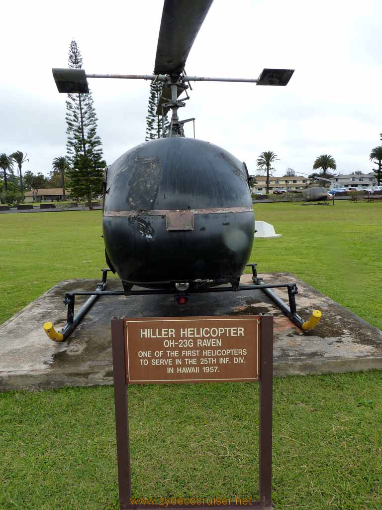 085: Carnival Spirit, Honolulu, Hawaii, Pearl Harbor VIP and Military Bases Tour, Schofield Barracks, Wheeler Army Airfield, Hiller Helicopter, OH-23G Raven