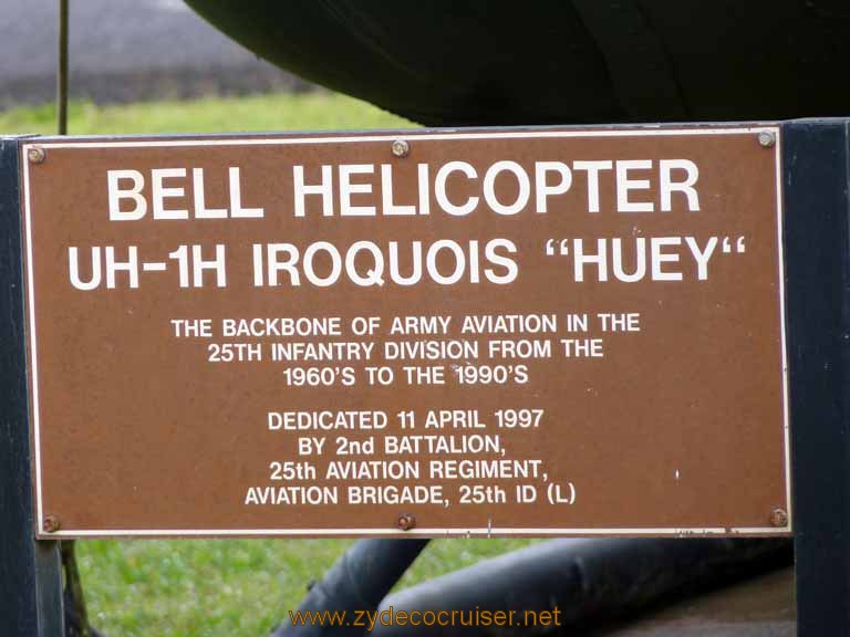 091: Carnival Spirit, Honolulu, Hawaii, Pearl Harbor VIP and Military Bases Tour, Schofield Barracks, Wheeler Army Airfield, Bell Helicopter, UH-1H Iroquois "Huey"
