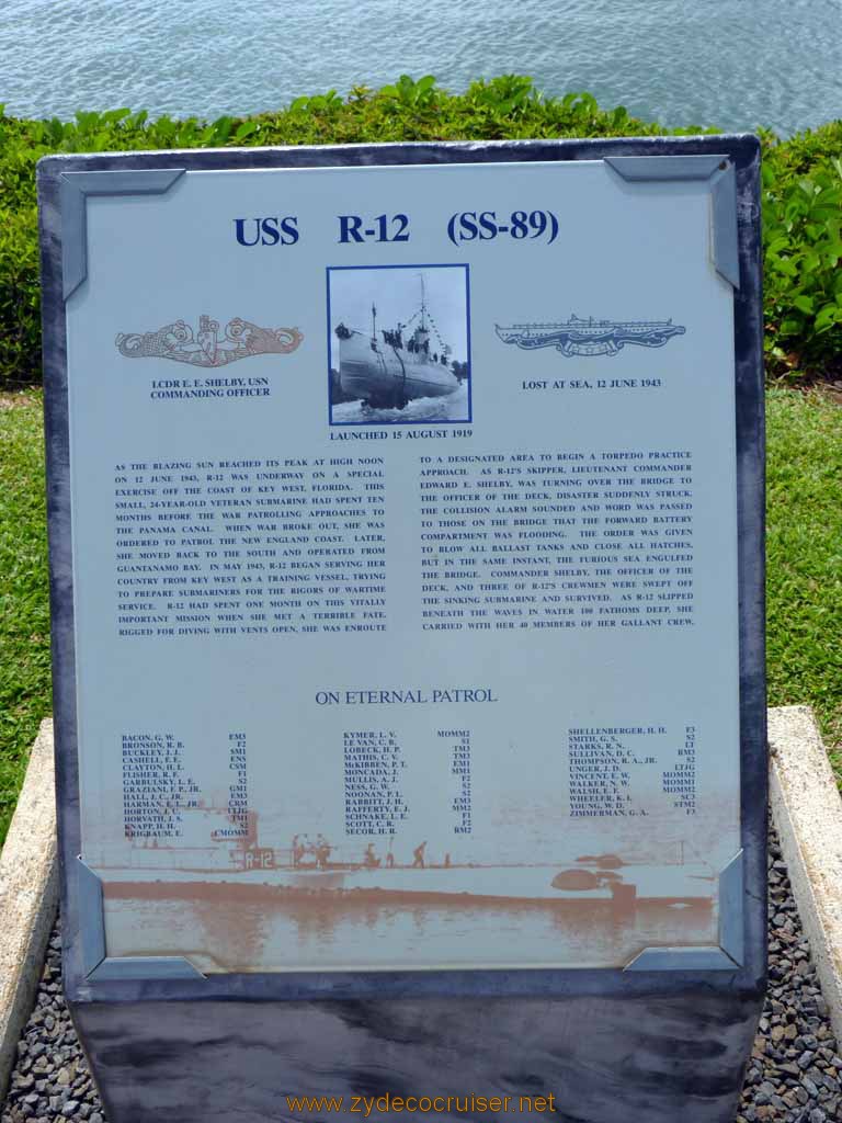 301: Carnival Spirit, Honolulu, Hawaii, Pearl Harbor VIP and Military Bases Tour, On Eternal Patrol, USS R-12 (SS-89)