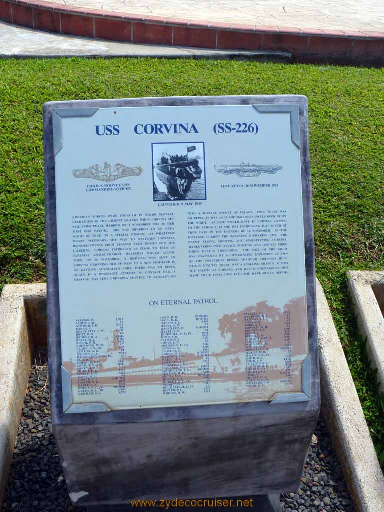 335: Carnival Spirit, Honolulu, Hawaii, Pearl Harbor VIP and Military Bases Tour, On Eternal Patrol, USS Corvina (SS-246)