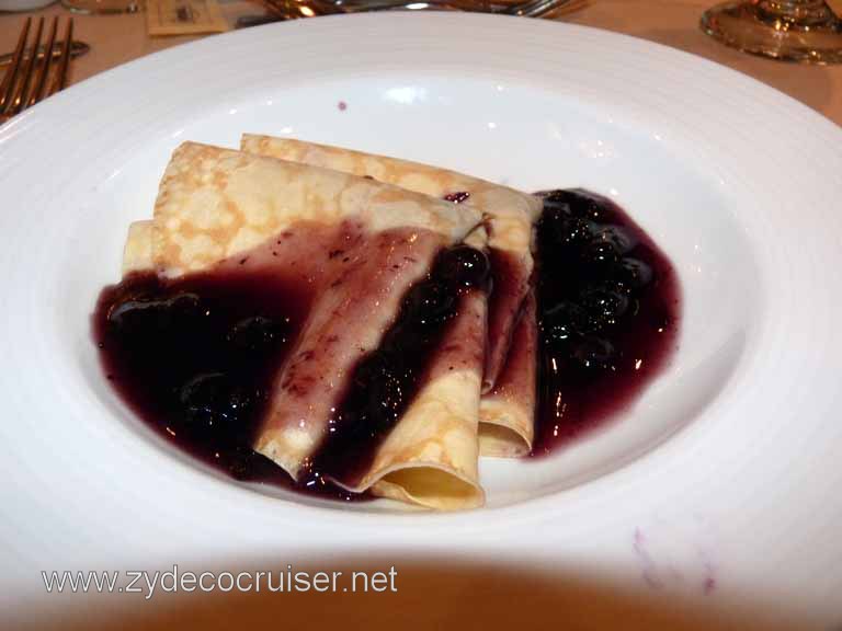 010: Carnival Spirit, Hawaii Cruise, Sea Day 5 - MDR Lunch - a mistake - Blueberry Blintzes - I didn't care for