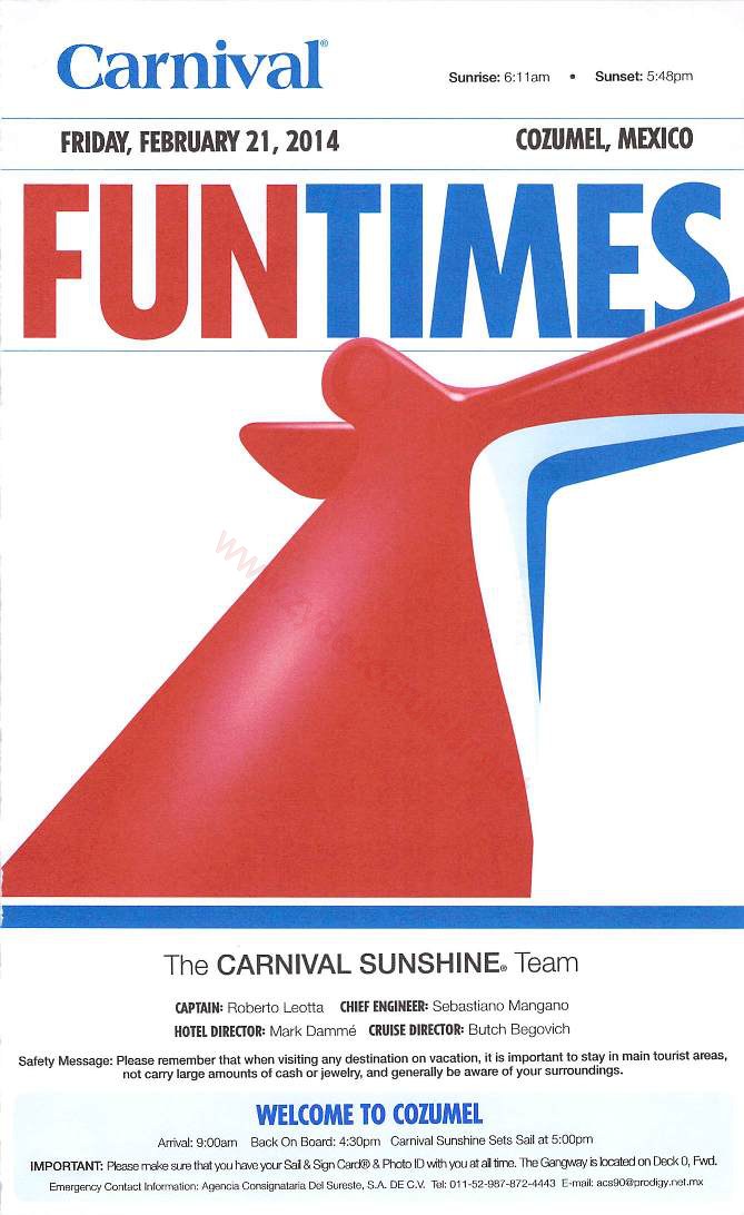 Carnival Sunshine Fun Times, Day 6, Page 1, Cozumel