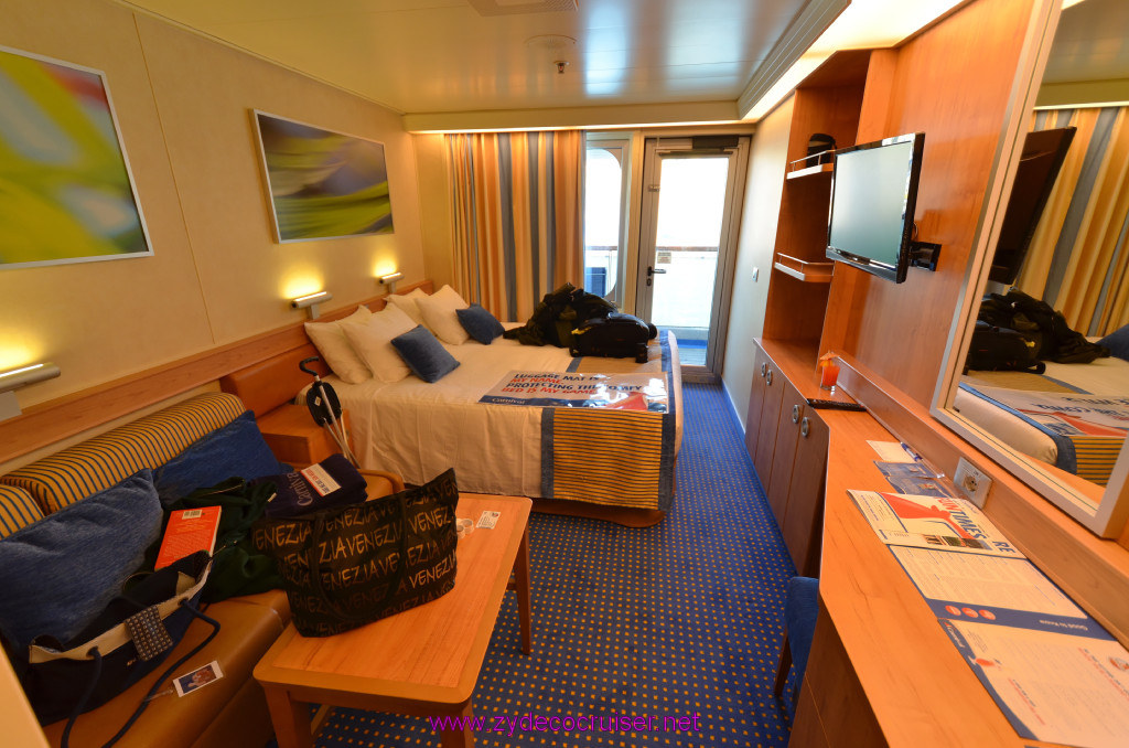 010: Carnival Sunshine Cruise, Barcelona, Embarkation, our stateroom on the new Carnival Sunshine