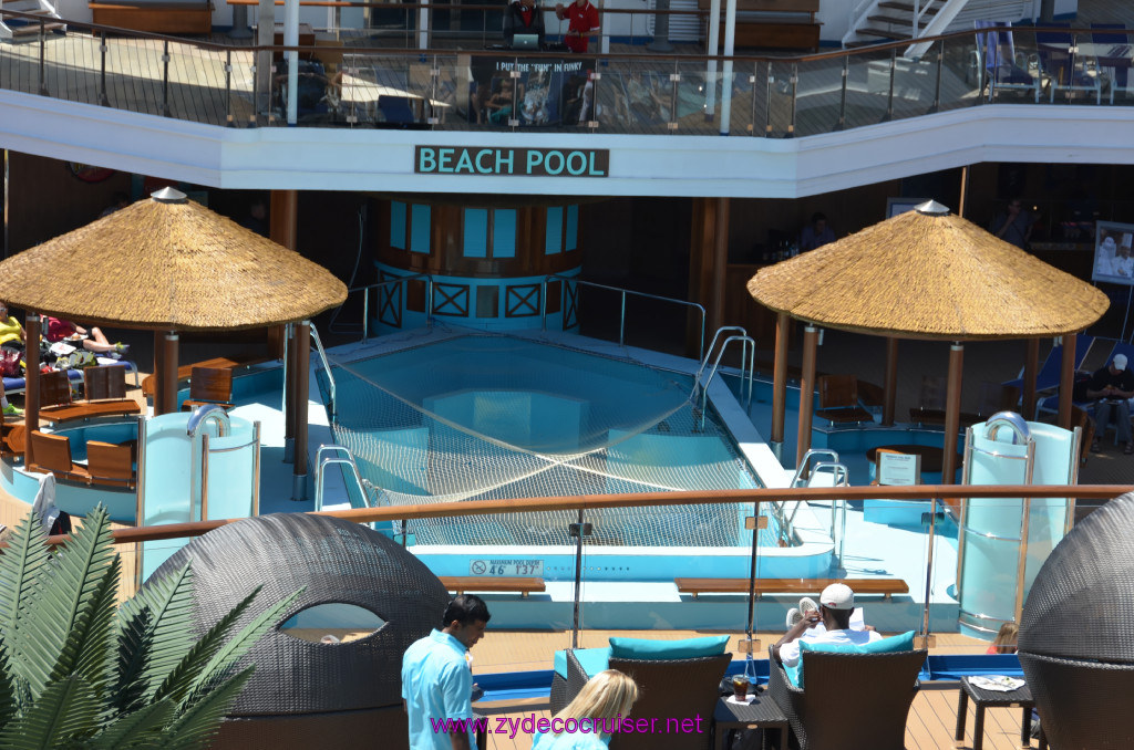 070: Carnival Sunshine Cruise, Barcelona, Embarkation, Beach Pool from Serenity, Opened the cruise after ours, 