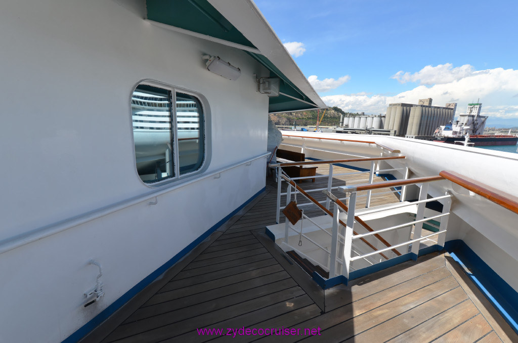 296: Carnival Sunshine Cruise, Barcelona, Embarkation, Deck 6 Forward Observation Area, 4J Cabin Window