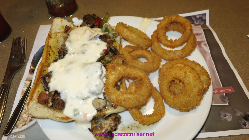 A prime rib steak sandwich with onion rings. So, FFS Stu, if you want onion rings, head for Denny's and stop complaining. :-)