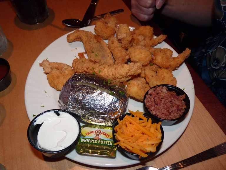 164: Drago's, New Orleans hilton riverside, Fried Catfish and Fried Shrimp with Baked Potato Combination