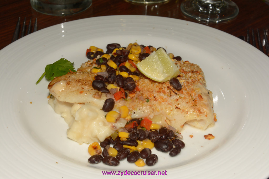 259: Carnival Triumph Journeys Cruise, Grand Cayman, MDR Dinner, Fish Fillet with Plantains, 