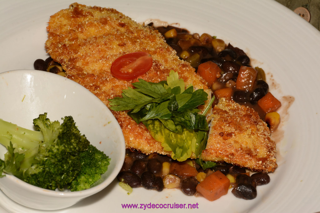 332: Carnival Triumph Journeys Cruise, St Maarten, MDR Dinner, Cornmeal Crusted Chicken Breast, 
