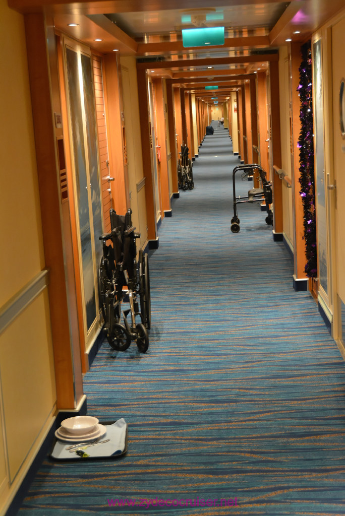 185: Carnival Vista Transatlantic Cruise, Bermuda Day 1, Obstacle Course, Wheel Chairs, Walker, Room service tray