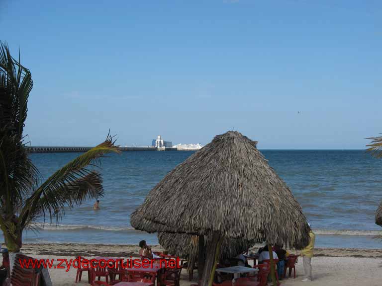 056: Carnival Fantasy, Progreso, MX, Beach, you can see the ship in the distance