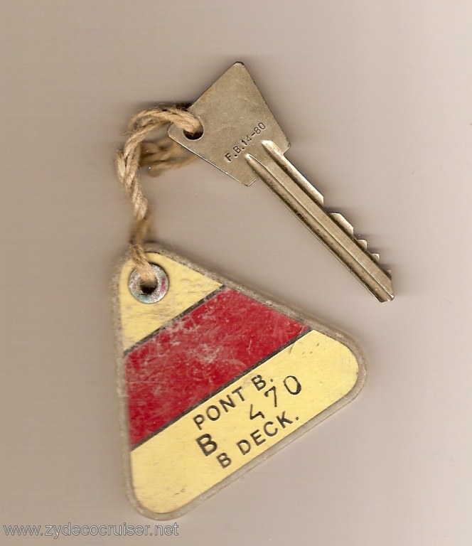 SS France, French Line, Stateroom Key, B470, View 1, 1974