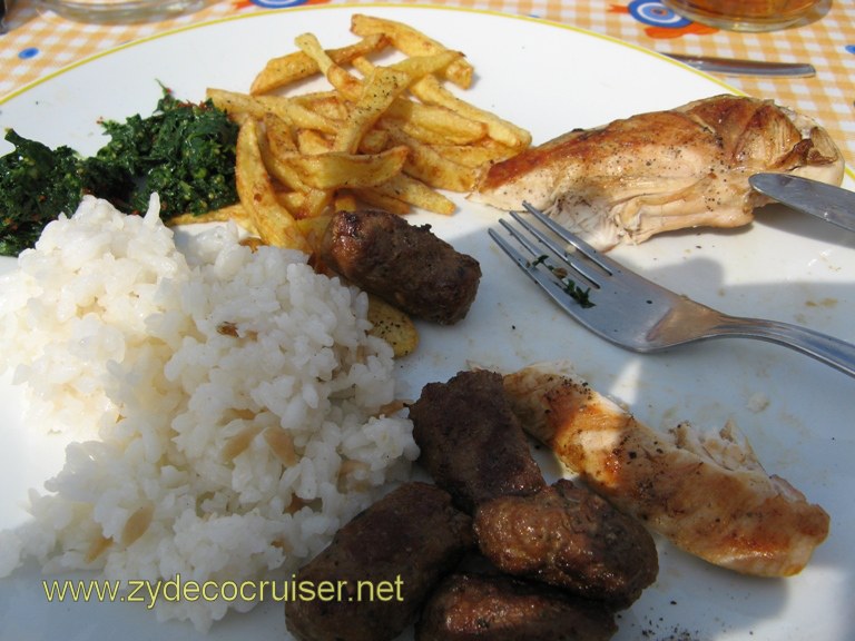 119: Carnival Freedom, Izmir, Turkish Rugs and Lunch, chicken ,sausage, fries, rice, green stuff