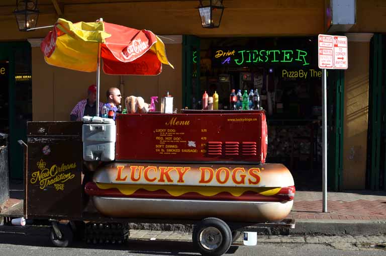046: New Orleans, LA, November, 2010, French Quarter, Bourbon Street, Lucky Dogs stand