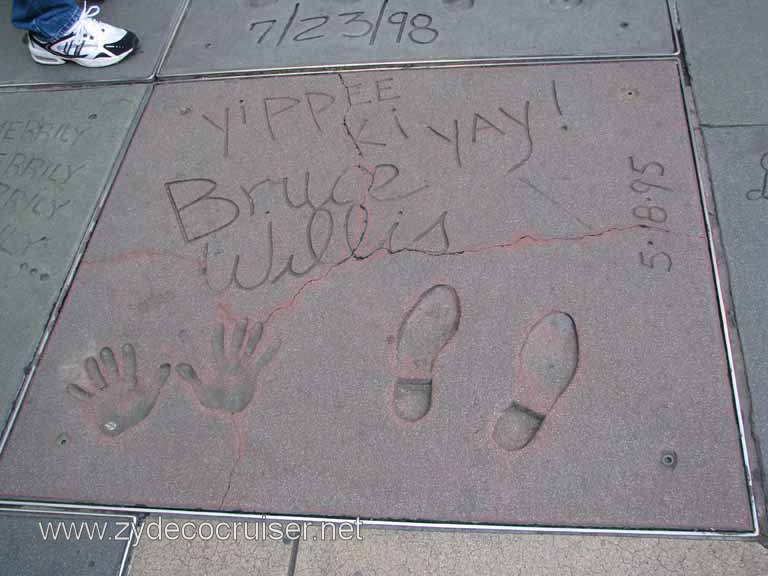 103: Carnival Pride, Long Beach, Sunseeker Hollywood/Los Angeles & the Beaches Tour: Grauman's Chinese Theatre, Bruce Willis prints