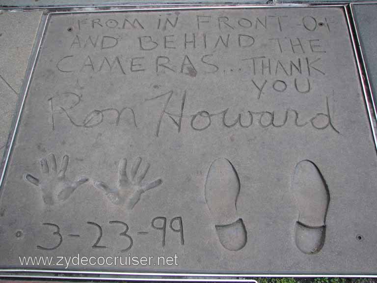 105: Carnival Pride, Long Beach, Sunseeker Hollywood/Los Angeles & the Beaches Tour: Grauman's Chinese Theatre, Ron Howard prints
