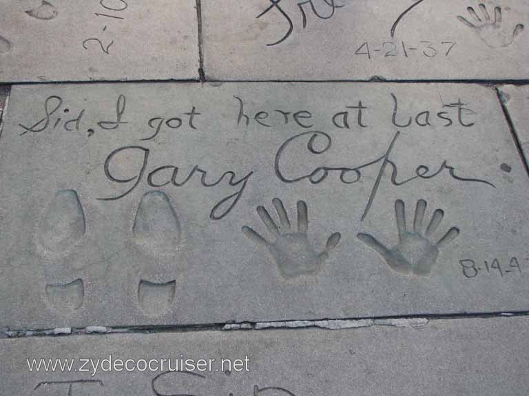 118: Carnival Pride, Long Beach, Sunseeker Hollywood/Los Angeles & the Beaches Tour: Grauman's Chinese Theatre, Gary Cooper prints