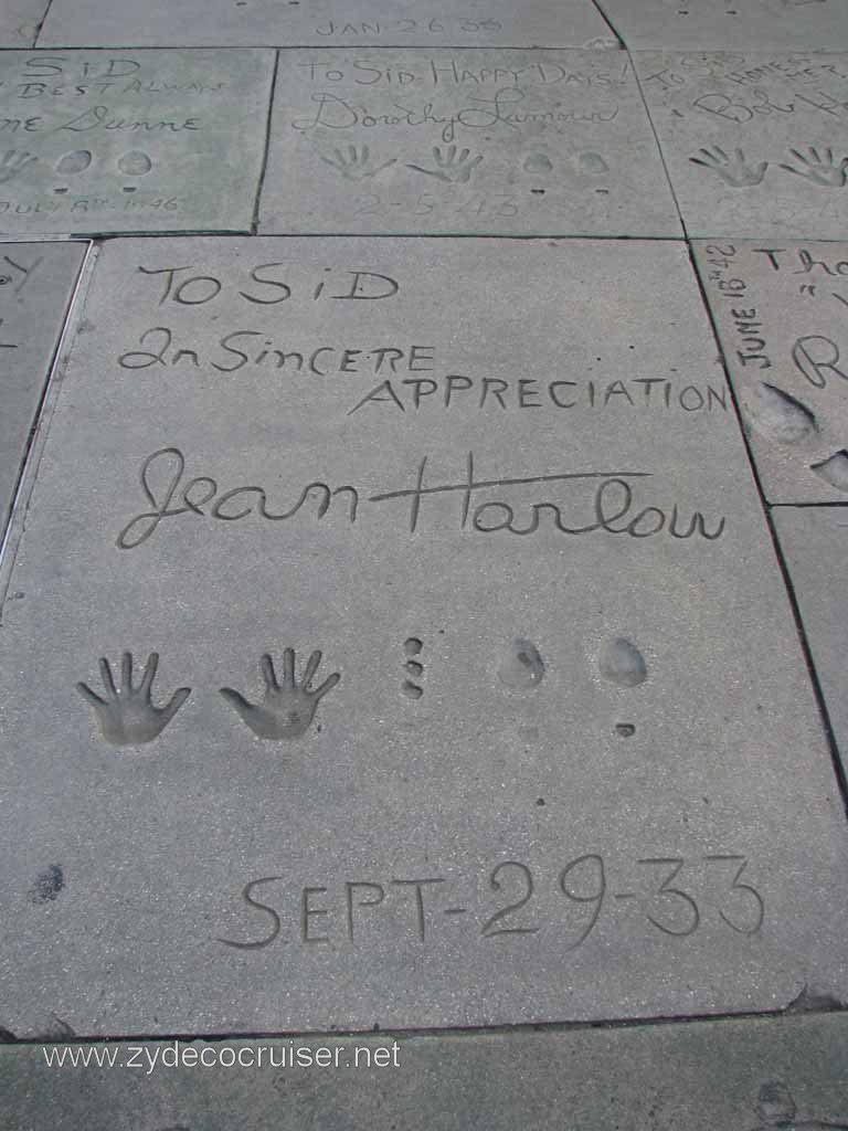 124: Carnival Pride, Long Beach, Sunseeker Hollywood/Los Angeles & the Beaches Tour: Grauman's Chinese Theatre, Jean Harlow prints (also Dorothy Lamour prints)