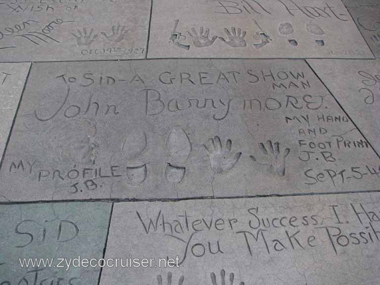 133: Carnival Pride, Long Beach, Sunseeker Hollywood/Los Angeles & the Beaches Tour: Grauman's Chinese Theatre, John Barrymore prints