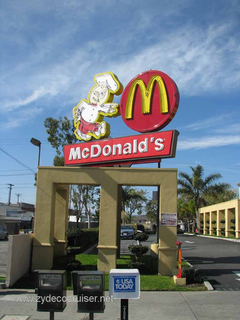 144: Carnival Pride, Long Beach, Sunseeker Hollywood/Los Angeles & the Beaches Tour: McDonald's