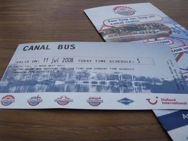 047: Carnival Splendor, Amsterdam, July, 2008, Canal Bus Ticket