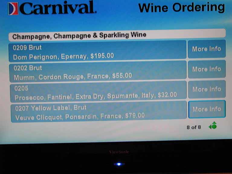 002: Carnival Splendor 2009 TV Wine List, 