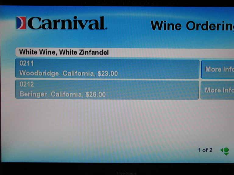 003: Carnival Splendor 2009 TV Wine List, 