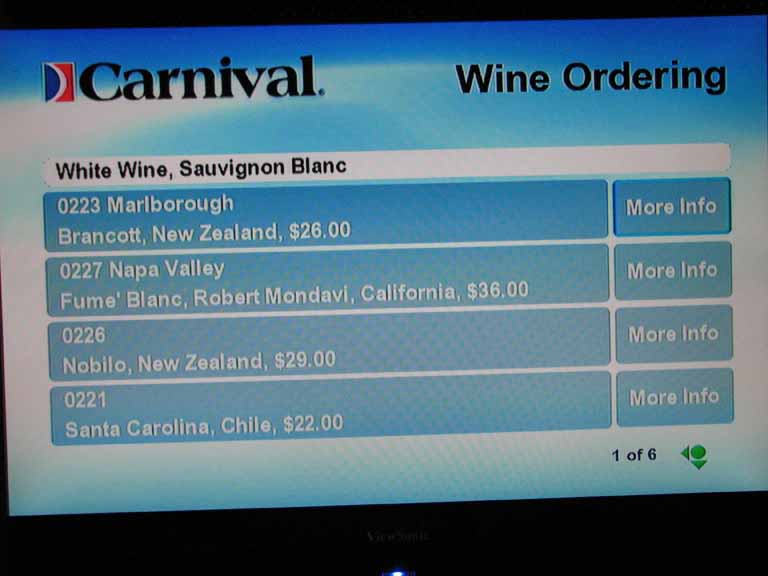 006: Carnival Splendor 2009 TV Wine List, 