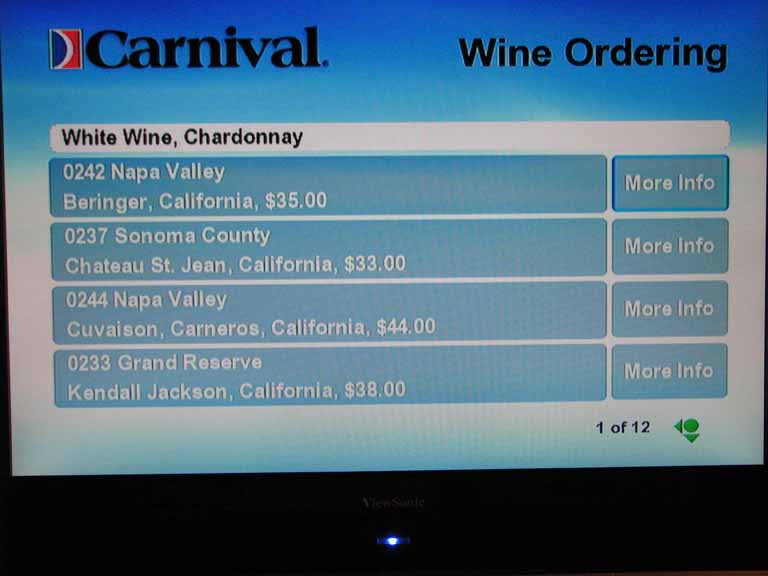 008: Carnival Splendor 2009 TV Wine List, 