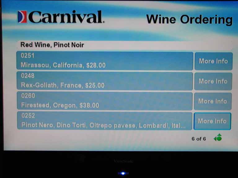 013: Carnival Splendor 2009 TV Wine List, 