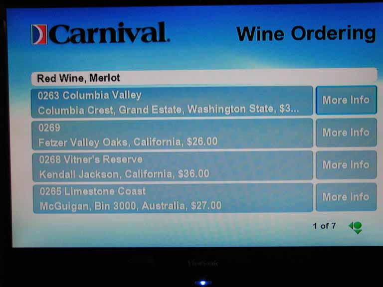 014: Carnival Splendor 2009 TV Wine List, 
