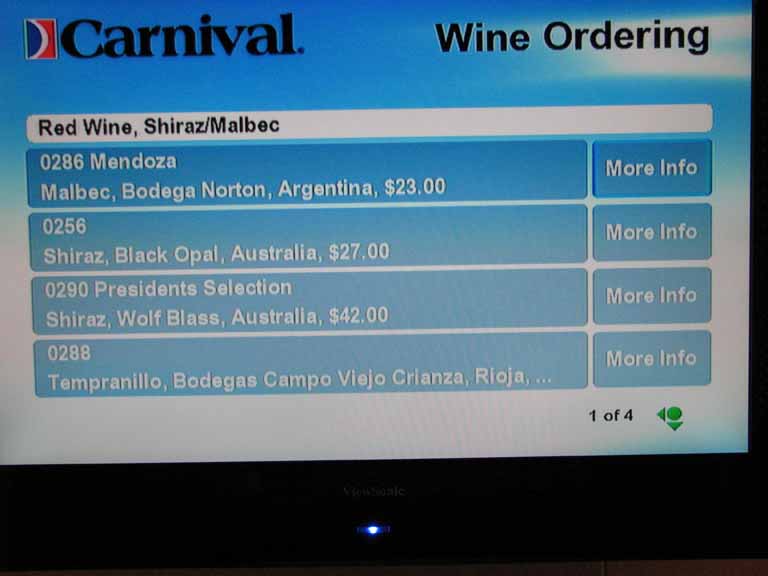 017: Carnival Splendor 2009 TV Wine List, 