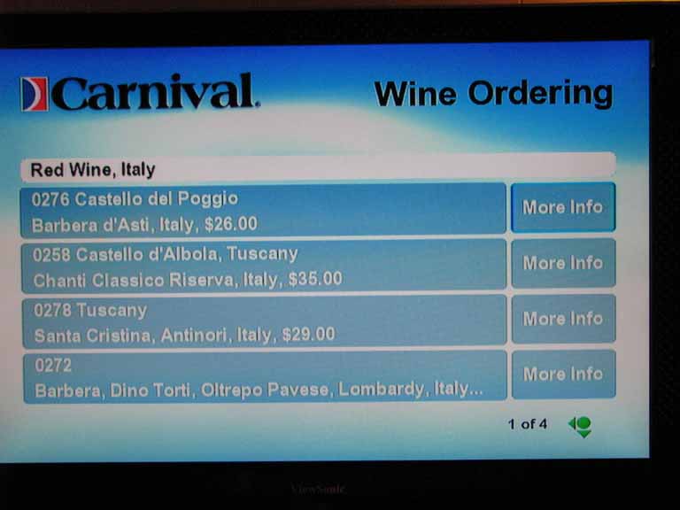 021: Carnival Splendor 2009 TV Wine List, 