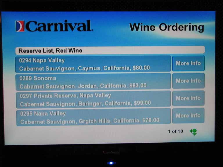 024: Carnival Splendor 2009 TV Wine List, 
