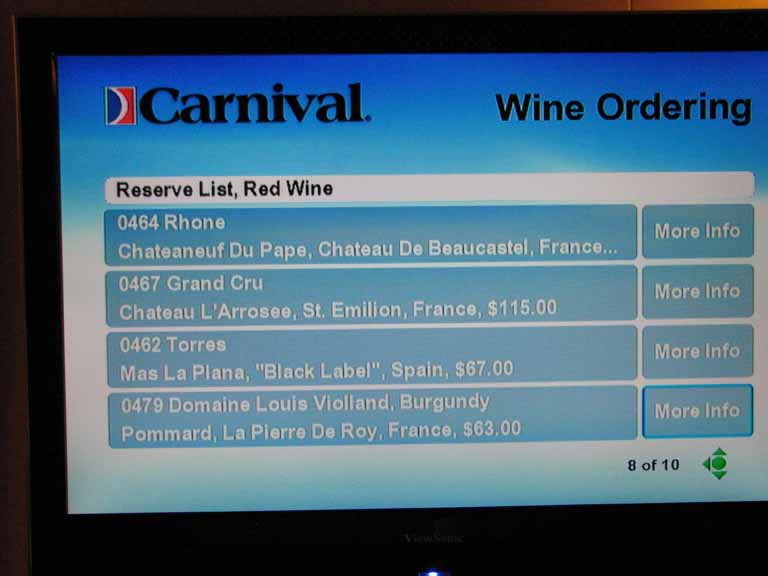 025: Carnival Splendor 2009 TV Wine List, 