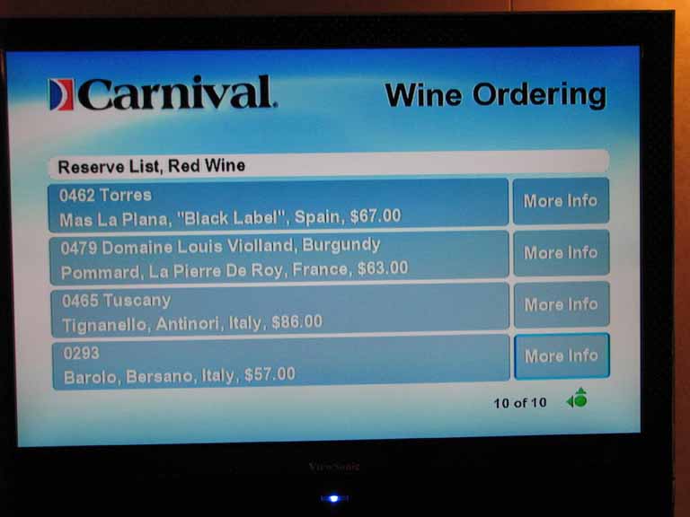026: Carnival Splendor 2009 TV Wine List, 