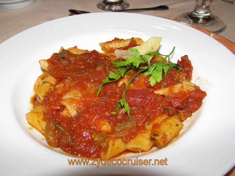 Penne with Artichoke Hearts and Stewed Eggplant Starter, Carnival Splendor
