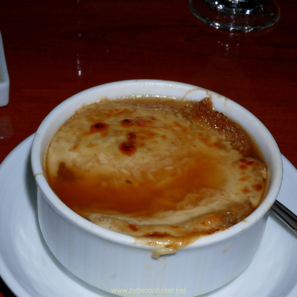 002: Carnival Valor Christmas Cruise, Sea Day 1, MDR Dinner, French Onion Soup,